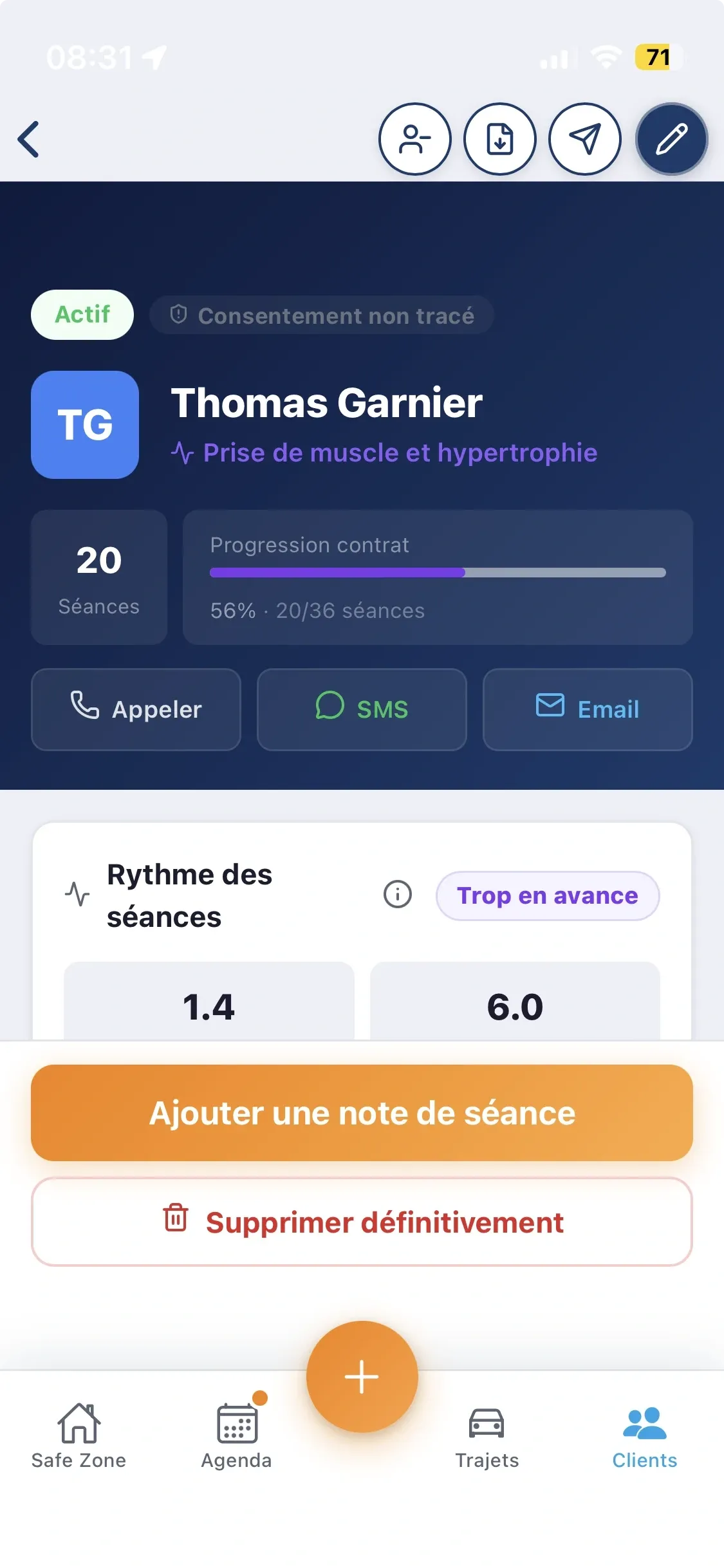 Fiche client centralisée dans NestPulse