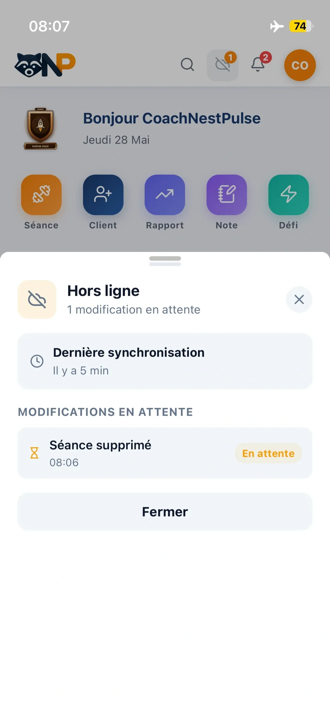 Synchronisation hors-ligne dans NestPulse